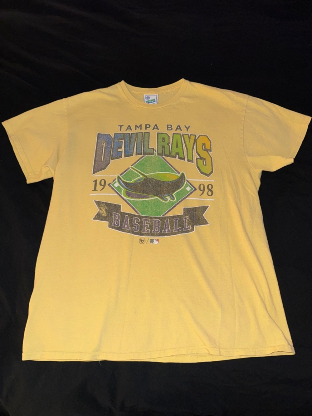 ‘47 Vintage Tubular Tampa Bay Devil Rays Yellow Graphic T-Shirt - Medium / Large